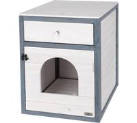 KERBL - Maison de toilette pour chat - 58 x 45 x 60 cm- IDA - Blanc/bleu -