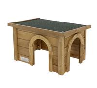 Kerbl Maison pour rongeurs (Maison en épicéa, avec toit en bitume résistant aux intempéries, deux entrées pour un logement adapté, convient pour les enclos extérieurs, refuge pour lapins) 82852