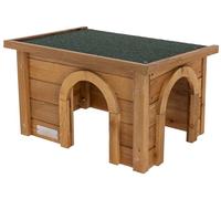 Kerbl Maison pour rongeurs (Maison en épicéa, avec toit en bitume résistant aux intempéries, deux entrées pour un logement adapté, convient pour les enclos extérieurs, refuge pour lapins) 82852