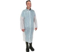 Kerbl Manteau à usage unique blanc - 1 pièce 120 cm de long / avec manches longues / 100% PE