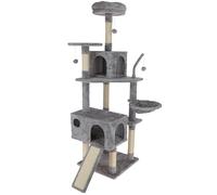 Kerbl Pet Arbre à Chat Levi, Meuble à griffer pour Grands Chats, Arbre à Chat Tendance avec Niche, Gris, Hauteur 167 cm, colonnes en sisal, balles en Peluche