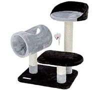 Kerbl Pet Arbre à Chat Moon, Gris, Noir, 46x36x62 cm, Bois, Peluche, sisal, Petits Chats, Chatons, Souris en Peluche sur Corde Incluse