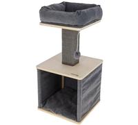 Kerbl Pet Arbre à Chat Noah II, Meuble à griffer, Gris/Naturel, 38 x 38 x 78 cm, Bois Massif, pour Chats et Chatons, avec Colonne en sisal, lit Lavable, Design Moderne