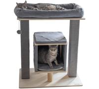 Kerbl Pet Arbre à Chat Noah III, Meuble à griffer, 75 x 50 x 92 cm, Gris/Naturel, contreplaqué de Bouleau, pour Plusieurs Chats, Meuble à griffer Moderne, Colonne en sisal, Grand lit, Lavable