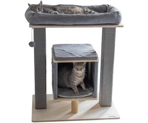 Kerbl Pet Arbre à Chat Noah III, Meuble à griffer, 75 x 50 x 92 cm, Gris/Naturel, contreplaqué de Bouleau, pour Plusieurs Chats, Meuble à griffer Moderne, Colonne en sisal, Grand lit, Lavable
