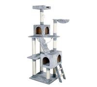 Kerbl Pet Arbre à Chat Square, Gris Clair, 84x50x178cm, Bois, Peluche sisal, Chats, Corde de Jeu et Souris incluses