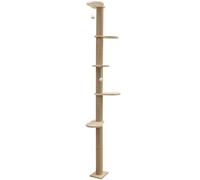 Kerbl Pet Arbre à Chat Timber, Arbre à Chat Mural pour Chats, Mur d'escalade, Bois Massif, Corde de Jute, Hauteur 208 cm, 5 Plates-Formes