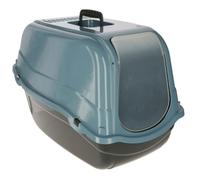 Kerbl Pet Bac à litière pour Chat Emma Eco, Noir/Bleu, 57x39x41cm, fabriqué à partir de Plastique 100% recy vec Filtre et Porte, Facile à Nettoyer