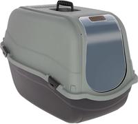 Kerbl Pet Bac à litière pour Chat Emma Eco, Noir/Vert-Gris, 65x44x46cm, fabriqué à partir de Plastique 100% recy vec Filtre et Porte, Facile à Nettoyer