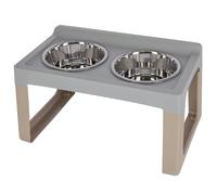 Kerbl Pet Bar à Alimentation Lifter, gamelle, Bol à Eau, Acier Inoxydable, Gris/Taupe, 2 x 2000 ML, pour Les Chiens et Les Chats, mangeoire surélevée, Stable, Nettoyage Facile