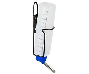 Kerbl Pet Biberon avec Support métallique, 250ml, Blanc Transparent, Niveau de Remplissage, Technologie Double Bille