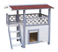 Kerbl Pet Cabane pour Chat Lodge Ontario, Gris Clair, Rouge, 77x50x73cm, épicéa, Plastique, Chats, résistant aux intempéries, Deux étages