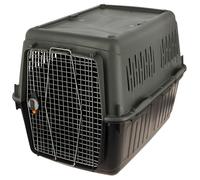 Kerbl Pet Cage de Transport Eco, Cage pour Chien, Anthracite/Gris-Vert, 102 x 73 x 76,5 cm, Plastique, 35-60 kg, Chiens, adaptée au Transport aérien, avec Bol d'eau de 0,3 l, avec Porte métallique