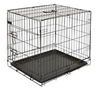 Kerbl Pet Cage de Transport grillagée, Une Porte, Cage pour Chien, Noire, 63 x 48 x 57 cm, métal, pour Chiens, Plateau Amovible en Plastique