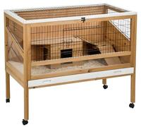 Kerbl Pet Cage pour Petits Animaux Indoor Deluxe, Cage pour rongeurs, clapier, 115 x 60 x 92,5 cm, Bois, Grillage métallique, Lapins, cochons d'Inde, Hamsters, avec Maison en Bois