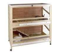 Kerbl Pet Cage pour Petits Animaux Indoor Deluxe, clapier, 115 x 60 x 118 cm, Bois, Grillage métallique, rongeurs, Lapins, cochons d'Inde, Deux Niveaux