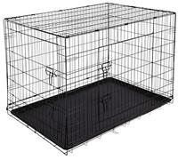 Kerbl Pet Caisse de Transport grillagée, Deux Portes, Caisse pour Chiens, Caisse de Transport, Noir, 106 x 71 x 77 cm, métal, Chiens, bac Plastique Amovible