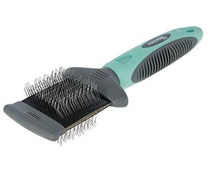 Kerbl Pet Carde douce double turquoise/gris, 19X7cm