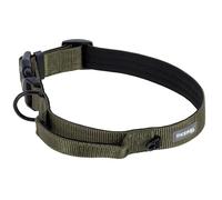 Kerbl Pet Collier Dallas, Vert Olive, Largeur 25 mm, Tour de Cou 36-44 cm, Nylon, avec Anneau en D et œillet, Laisse Courte Incluse, réglable, pour Grands Chiens