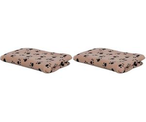 Kerbl Pet Couverture pour Chien Stella, Beige, Motif Pattes, 140 x 100 cm, pour Chiens et Chats, en Polaire Moelleuse, protège-Meubles (Lot de 2)