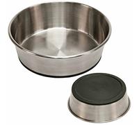 Kerbl Pet gamelle en Acier Inoxydable, Ronde, argentée/Noire, Ø 13,5 x 4,5 cm, 425 ML, Acier Inoxydable, antidérapante