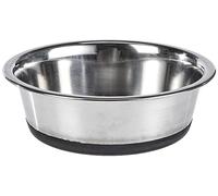 Kerbl Pet gamelle en Acier Inoxydable, Ronde, argentée/Noire, Ø 13,5 x 4,5 cm, 425 ML, Acier Inoxydable, antidérapante