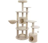 Kebl Pet Arbre à Chat Annika pour Chats, Arbre à Chat Moderne, Colonnes en sisal pour Le Soin des Griffes, pour Les foyers à Plusieurs Chats, Places de Repos et Balle de Jeu, Beige, 164 cm