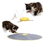 Kerbl Jouet pour chat 2 en 1 Catch The Tail Feather – 70 x 53 x 5 cm, jaune/gris, antidérapant