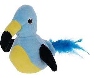 Kerbl Pet Jouet pour Chats Jumping Oiseau, Bleu/Jaune, 17 x 12,5 cm, Jouet interactif pour Chats, Jouet à Mouvement, avec câble USB, Rechargeable, Son de gazouillis, Ailes battantes