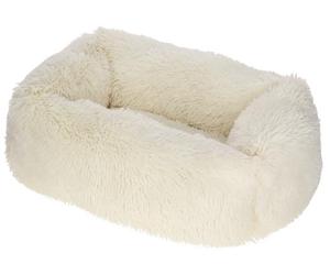 Kerbl Pet lit Douillet Fluffy, lit pour Chien, lit pour Chat, crème, 100x70x22 cm, Polyester, pour Chats, Base antidérapante, Rembourrage Moelleux