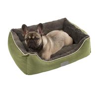 Kerbl Panier chien/chat Samuel – 60×50×17, Vert/Gris foncé, Coussin amovible réversible Lavable 30°C