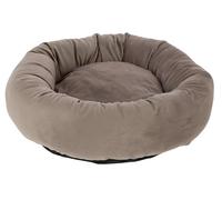 Kerbl Pet Lit Douillet Velvet, lit pour Chat, Velours, Taupe, ø 50 cm, Hauteur 15 cm, Chats, Petits Chiens, Surface de Couchage Ronde, Rembourrage épais, Lavable à 30 °C