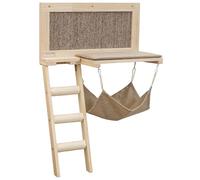 Kerbl Pet Planche de Repos Timber, pour Chats, Montage Mural, Meuble pour Chats, avec Tapis à griffer, Coussins lavables, Escalier en colonnes de sisal, Bois, Marron, 58x89 cm