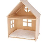 Kerbl Pet Maison d'intérieur pour Chat Yvi, cabane pour Chat, Naturel, Blanc, 53x38x67,5cm, contreplaqué, Chats, Deux Niveaux, Coussin Amovible