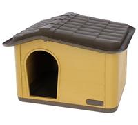 Kerbl Pet Maison pour Chats Paola ECO, Durable, Résistante aux intempéries, Facile à Monter, Idéale pour Les Chats errants et Les hérissons, Honey|Noir, 60x51x41 cm