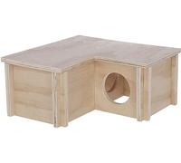 Kerbl Pet Maison pour Hamsters, 24x24x11cm, Bois, 3 Chambres de 9,5x9,5cm, système d'assemblage, Toit Amovible