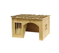 Kerbl Pet Maison pour rongeurs avec râtelier à Foin, Maison pour Petits Animaux, 42 x 34,5 x 27 cm, Bois Naturel, Lapins, lièvres