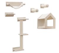Kerbl Pet Mur d'escalade Monte Falco, Arbre à Chat Mural, Ensemble Mur d'escalade pour Chat en Six Parties, Arbre à Chat Mural, Niche pour Chat, Cat Walk, Niche Douillette, Meuble à griffer, Beige