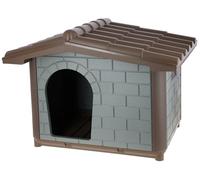 Kerbl Pet Niche pour Chiens Levin Eco, Niche Robuste en Plastique, Respectueuse de habitate, Matériau réutilise, Résistante aux intempéries, Gris-ver, Brun, 99x70x75 cm