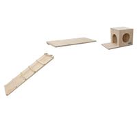 Kerbl Pet Parcours Mural pour Petits Animaux Sidewalk 3 pièces, 100% Bois Massif, Mur d'escalade, Extensible de manière Flexible, Montage Mural, pour Lapins, Chats