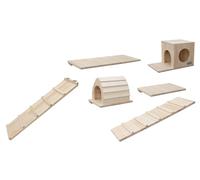 Kerbl Pet Parcours Mural pour Petits Animaux Skywalk, 6 pièces, 100% Bois Massif, Mur d'escalade, Extensible de manière Flexible, Montage Mural, pour Lapins, Chats