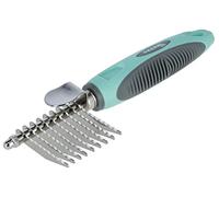 Kerbl Pet Peigne démêlant, Peigne pour Chien, 18,5cm, Turquoise/Gris, 9 Lames dentelées en Acier Inoxydable, pour sous-Poil/Poil de Couverture