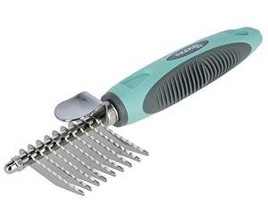 Kerbl Pet Peigne démêlant, Peigne pour Chien, 18,5cm, Turquoise/Gris, 9 Lames dentelées en Acier Inoxydable, pour sous-Poil/Poil de Couverture