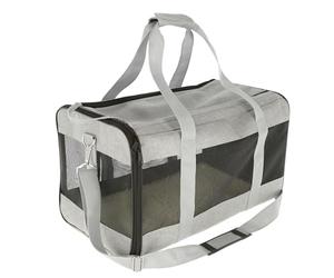 Kerbl Pet Sac de Transport Casual, Gris, 41 x 28 x 29 cm, Polyester, Petits Chiens, Housse Lavable, Inserts en Maille Anti-Rayures