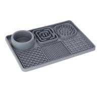 Kerbl Pet Tapis à lécher XL, pour Chiens et Chats, différentes Surfaces, écuelle intégrée, antidérapant, en Silicone, Gris,30x20 cm