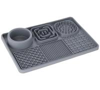 Kerbl Pet Tapis à lécher XL, pour Chiens et Chats, différentes Surfaces, écuelle intégrée, antidérapant, en Silicone, Gris,30x20 cm