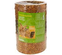 Kerbl Pet Tunnel d'herbes, Tunnel d'alimentation, L, 30 x Ø 21cm, 550g, rempli de Foin, ingrédients naturels, cachette et friandise