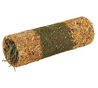 Kerbl Pet Tunnel d'herbes, Tunnel d'alimentation, S, 19 x Ø 7cm, 100g, rempli de Foin, ingrédients naturels, cachette et friandise