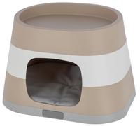 Kerbl PetAbri pour chat Bianca, Maison pour chat avec coussin, lit pour chat, polypropylène, taupe/blanc/gris, 58 x 38 x35 cm, moderne, robuste, entretien facile, Système emboîtable, pieds anti-glisse