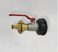 Kerbl Robinet de raccordement pour conteneur IBC (avec adaptateur en plastique S60 x 6 pour conteneur IBC, avec bande d'étanchéité en tissu PTFE, avec raccord rapide 3/4", robinet) 221984
